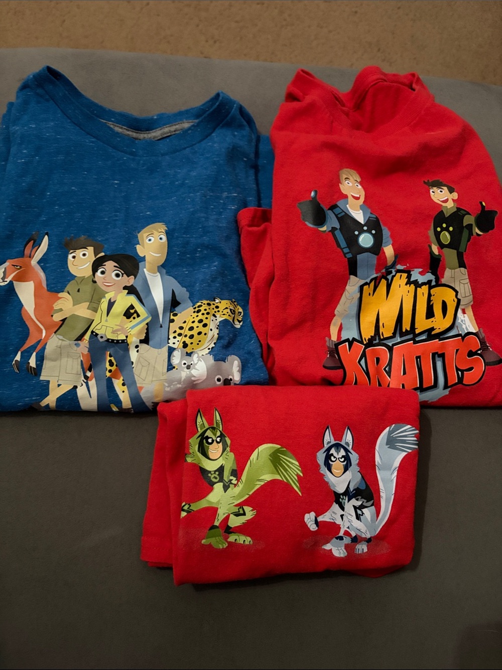 Wild Kratts Kids Tee Bundle - Red & Blue Crew Tops